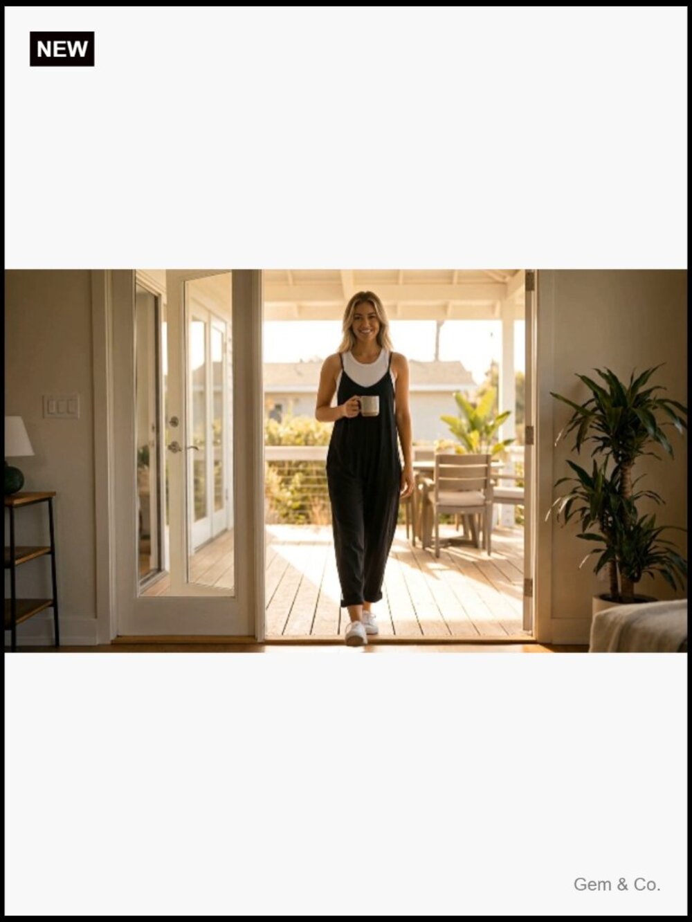Casual Summer Jumpsuit Romper With Pockets Loose Fit V-Neck - Picture 6 of 6